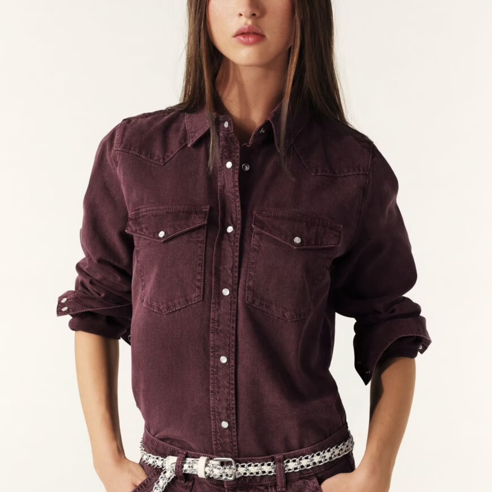 Ba&Sh Burgundy Falter Cowboy Shirt
